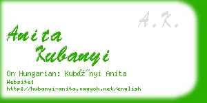 anita kubanyi business card